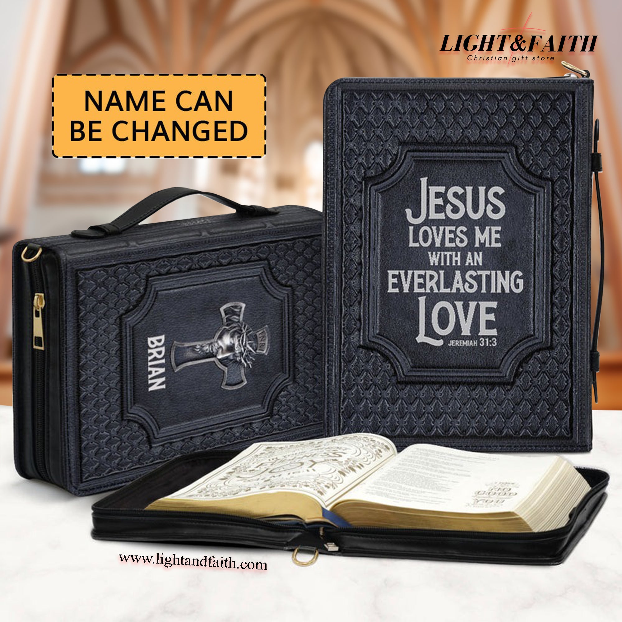 Jesus Loves Me With Everlasting Love Leather Book Cover, Special Personalized Bible Cover, Christian Gift, Bible Covers Jesus Gifts BCLAF09
